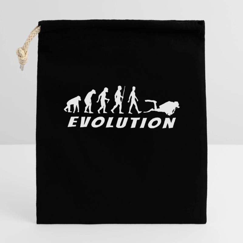 Evolution Plongeur blanc Sac cadeau en coton avec cordon (14 x 20 cm)