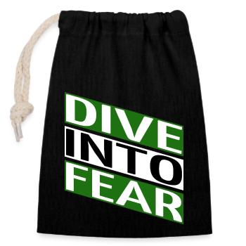 funny sayings bungee jumping courage mindset - Closable cotton gift bag (14x20cm) - black - Front
