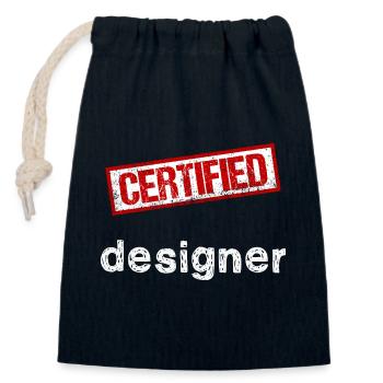 Designer - Closable cotton gift bag (14x20cm) - navy - Front