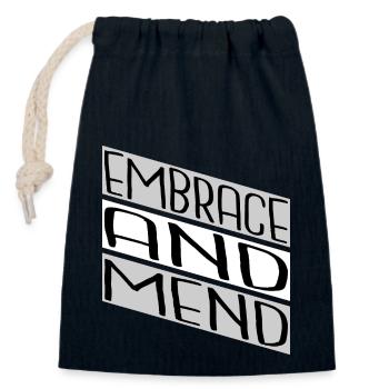 supportive friends helping hand support system - Closable cotton gift bag (14x20cm) - navy - Front