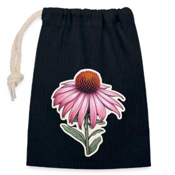 Échinacée plante 1 fleur - Sac cadeau en coton avec cordon (14 x 20 cm) - bleu marine - Devant