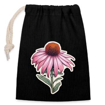 Échinacée plante 1 fleur - Sac cadeau en coton avec cordon (14 x 20 cm) - noir - Devant