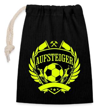 Aufsteiger Wappen Fußball - Verschließbarer Geschenkbeutel aus Baumwolle (14x20cm) - Schwarz - Vorne