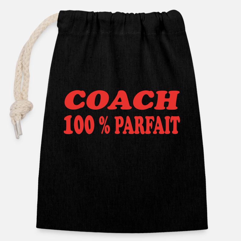 PERFEKTER COACH - Verschließbarer Geschenkbeutel aus Baumwolle (14x20cm) - Schwarz