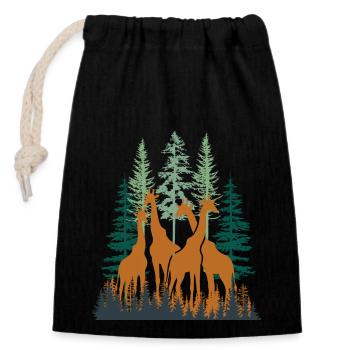 Giraffes Among Trees - Closable cotton gift bag (14x20cm) - black - Front