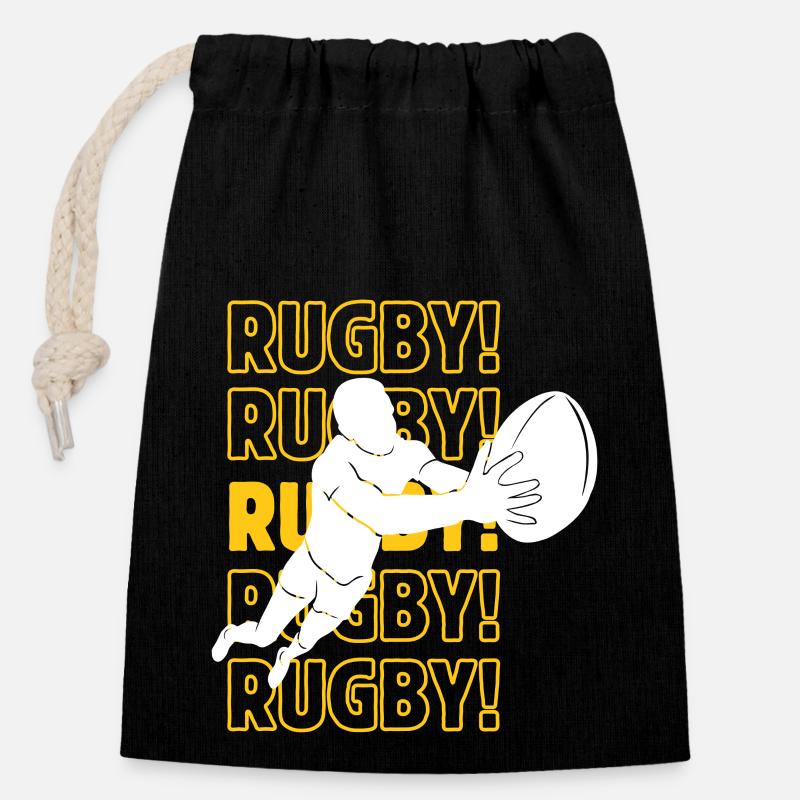 Rugby rugby rugby - Closable cotton gift bag (14x20cm) - black