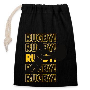 Rugby rugby rugby - Closable cotton gift bag (14x20cm) - black - Front