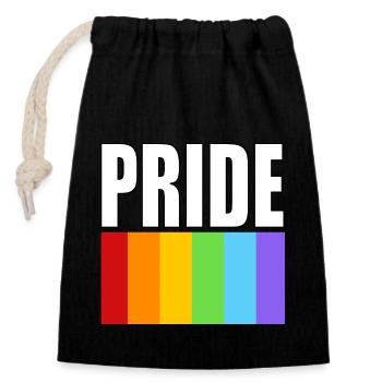 Pride Regenbogenflagge sauberes Design mit fettem Text - Verschließbarer Geschenkbeutel aus Baumwolle (14x20cm) - Schwarz - Vorne