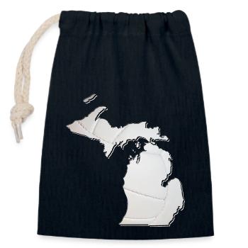 Michigan (États-Unis) | Vrai volley-ball | Carte - Sac cadeau en coton avec cordon (14 x 20 cm) - bleu marine - Devant