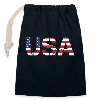 Les États-Unis aux couleurs du drapeau américain drapeau - Sac cadeau en coton avec cordon (14 x 20 cm) - bleu marine - Devant