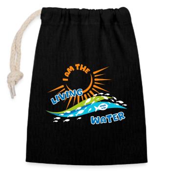 Je suis l’eau vive - Sac cadeau en coton avec cordon (14 x 20 cm) - noir - Devant