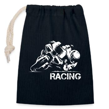 Motorcycle Racing Supersport Icon Illustration - Closable cotton gift bag (14x20cm) - navy - Front