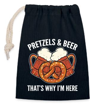 Brezel - Verschließbarer Geschenkbeutel aus Baumwolle (14x20cm) - Navy - Vorne