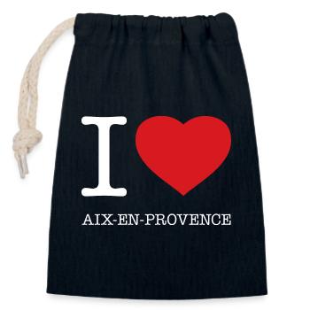 I LOVE AIX-EN-PROVENCE - Closable cotton gift bag (14x20cm) - navy - Front