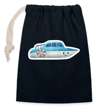 Boot - Verschließbarer Geschenkbeutel aus Baumwolle (14x20cm) - Navy - Vorne