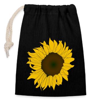 Strahlende Sonnenblume - Verschließbarer Geschenkbeutel aus Baumwolle (14x20cm) - Schwarz - Vorne
