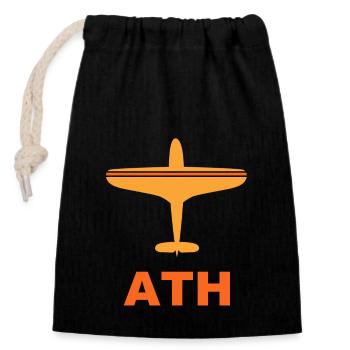 Athens Airport - ATH - Greece - Closable cotton gift bag (14x20cm) - black - Front