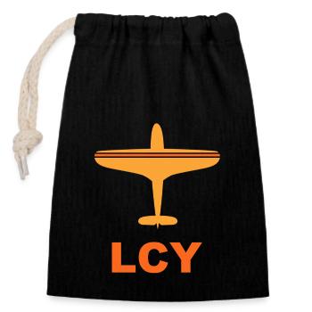 London City Airport - LCY United Kingdom - Closable cotton gift bag (14x20cm) - black - Front