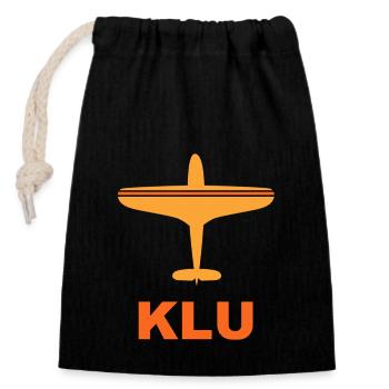 Aéroport de Klagenfurt - KLU - Autriche - Spotter - Sac cadeau en coton avec cordon (14 x 20 cm) - noir - Devant