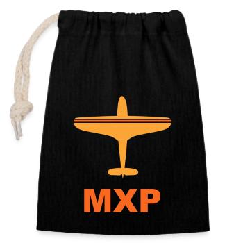Milan Airport - MXP - Italy - Spotter - Closable cotton gift bag (14x20cm) - black - Front