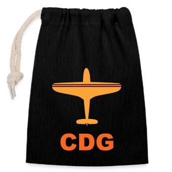 Paris CDG Airport - France - Spotter - Closable cotton gift bag (14x20cm) - black - Front