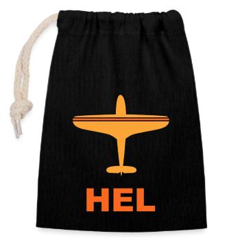 Helsinki Airport - Finland - Suomi - Spotter - Closable cotton gift bag (14x20cm) - black - Front