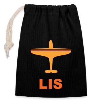 Flughafen Lissabon - Portugal - Spotter - Spotting - Verschließbarer Geschenkbeutel aus Baumwolle (14x20cm) - Schwarz - Vorne