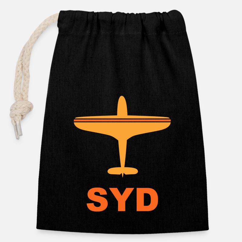 Flughafen Sydney - Australien - Australia - Verschließbarer Geschenkbeutel aus Baumwolle (14x20cm) - Schwarz