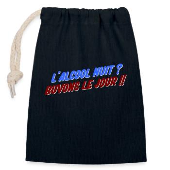 humour alcool - Sac cadeau en coton avec cordon (14 x 20 cm) - bleu marine - Devant