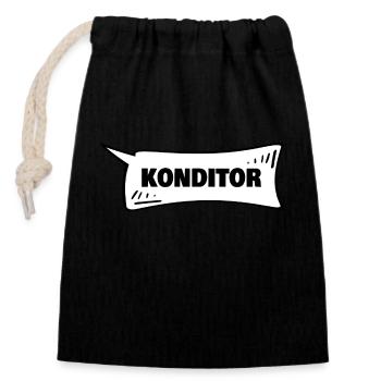 Geschenk für Konditor - Verschließbarer Geschenkbeutel aus Baumwolle (14x20cm) - Schwarz - Vorne