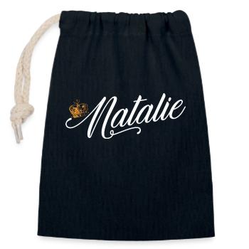 Natalie Nom pour Femmes Enfants Bambins - Natalie - Sac cadeau en coton avec cordon (14 x 20 cm) - bleu marine - Devant