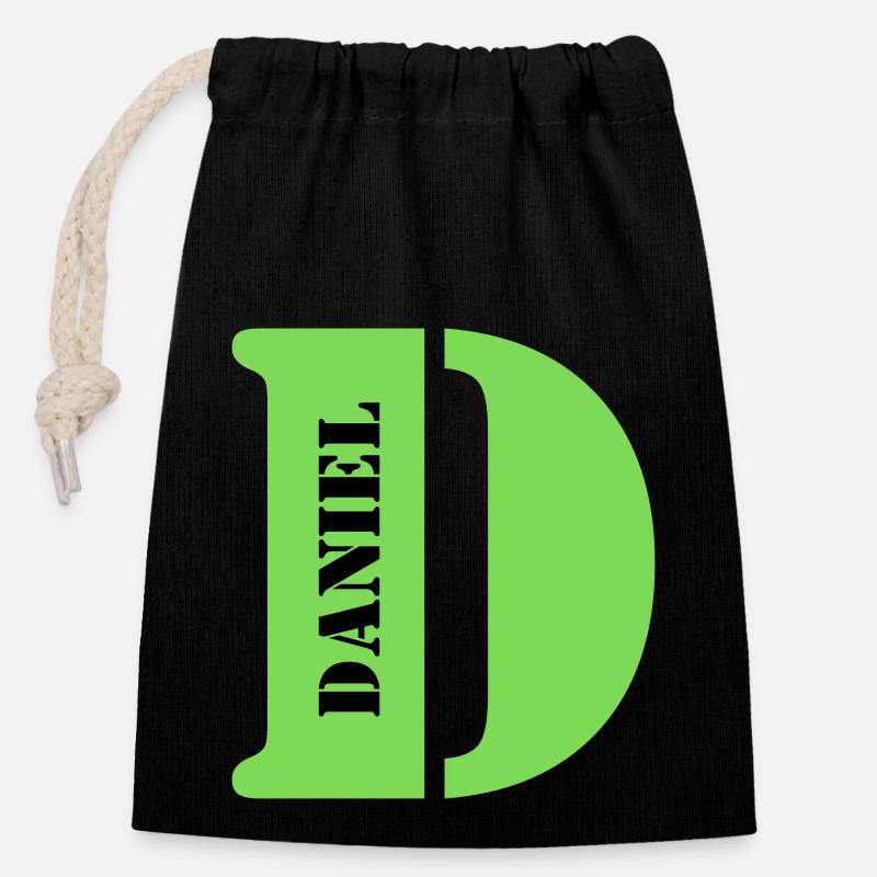 D Daniel - Verschließbarer Geschenkbeutel aus Baumwolle (14x20cm) - Schwarz