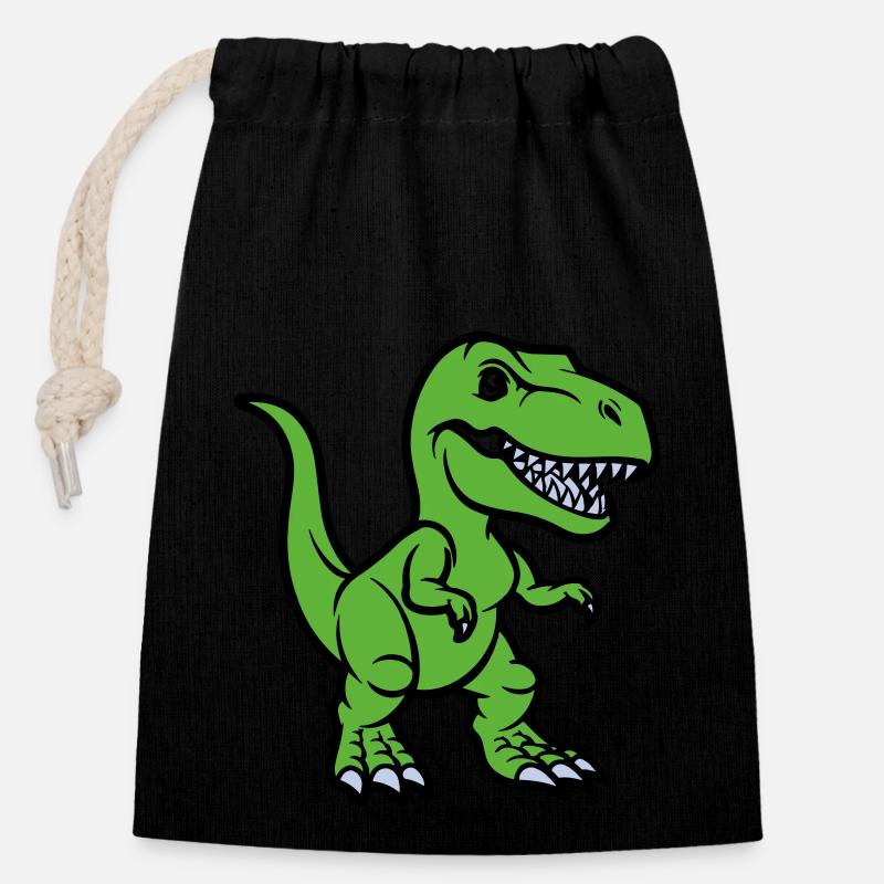 T Rex Comic dinosaurier - Verschließbarer Geschenkbeutel aus Baumwolle (14x20cm) - Schwarz