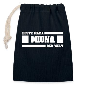 Miona as a mother - Closable cotton gift bag (14x20cm) - navy - Front