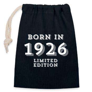 1926, date of birth, year of birth - Closable cotton gift bag (14x20cm) - navy - Front
