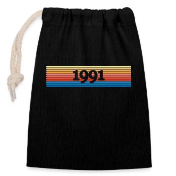 Year 1991 - Closable cotton gift bag (14x20cm) - black - Front