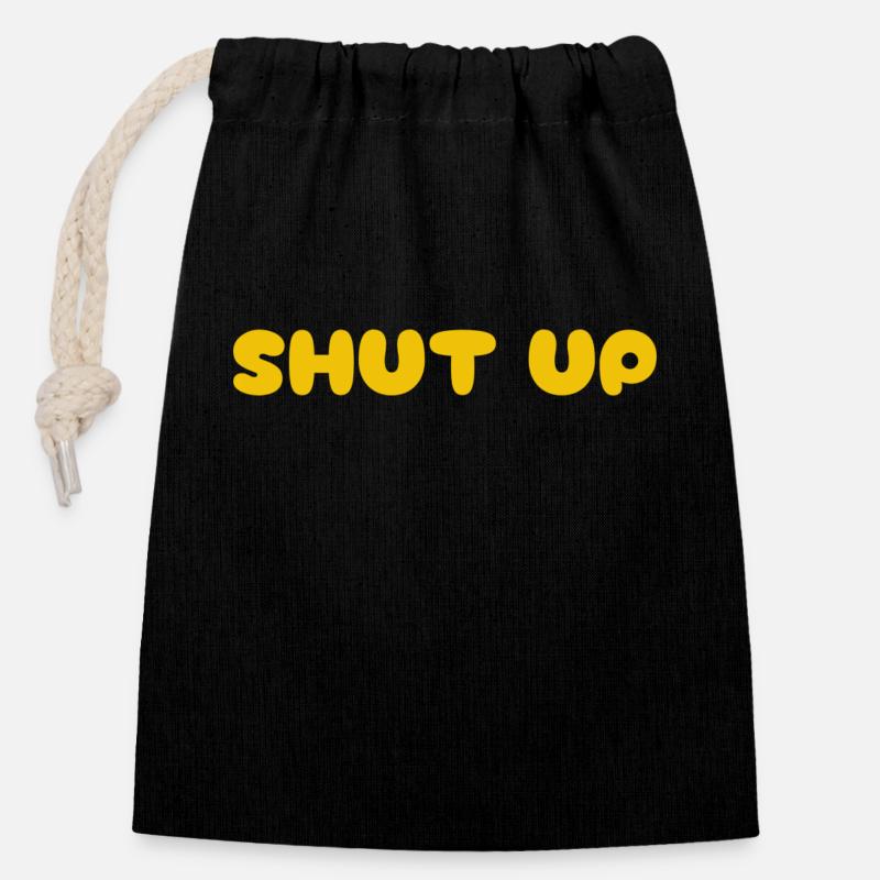 Shut Up - Closable cotton gift bag (14x20cm) - black