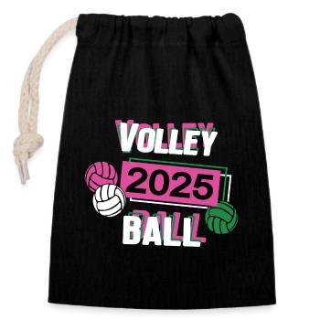 Volleyball 2025 Volleyballerin Volleyballspielerin - Verschließbarer Geschenkbeutel aus Baumwolle (14x20cm) - Schwarz - Vorne