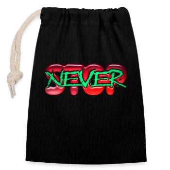 Never Stop - Closable cotton gift bag (14x20cm) - black - Front