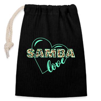 Samba Imprimé Animal Amour - Sac cadeau en coton avec cordon (14 x 20 cm) - noir - Devant