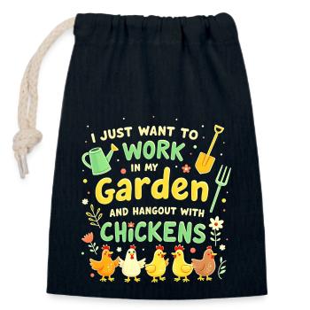 T-shirt Poulets du jardin - Sac cadeau en coton avec cordon (14 x 20 cm) - bleu marine - Devant