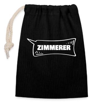 Speech bubble carpenter - Closable cotton gift bag (14x20cm) - black - Front