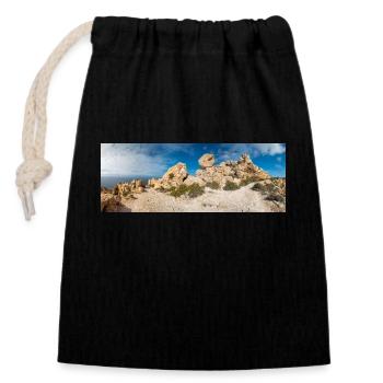 Formation rocheuse de Dingli près des falaises de Dingli, Malte - Sac cadeau en coton avec cordon (14 x 20 cm) - noir - Devant