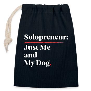 Solopreneur: Nur ich und mein Hund [weiß] - Verschließbarer Geschenkbeutel aus Baumwolle (14x20cm) - Navy - Vorne