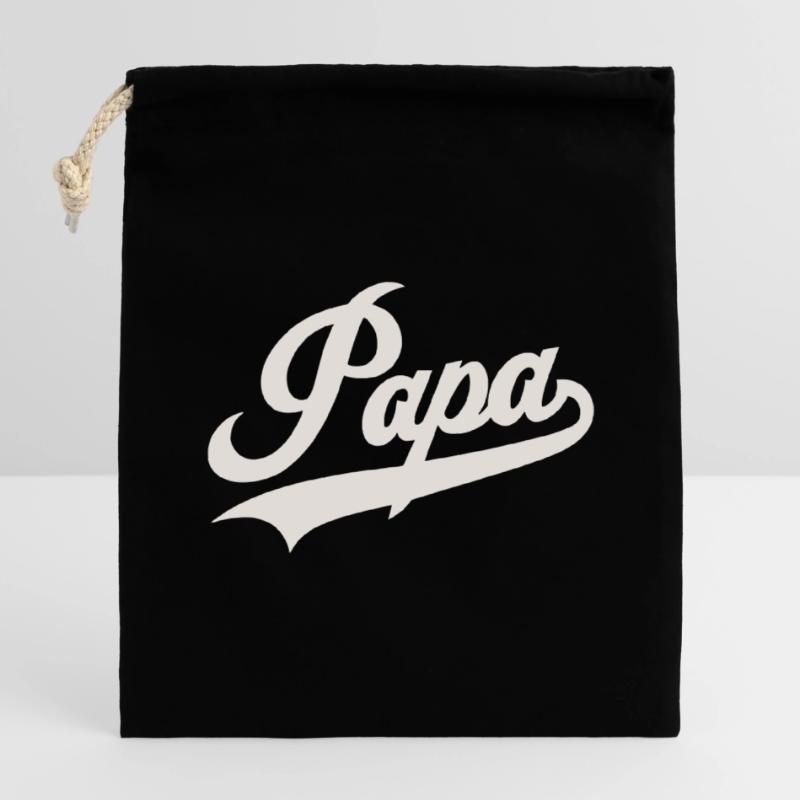 Script classique de Papa Sac cadeau en coton avec cordon (14 x 20 cm)