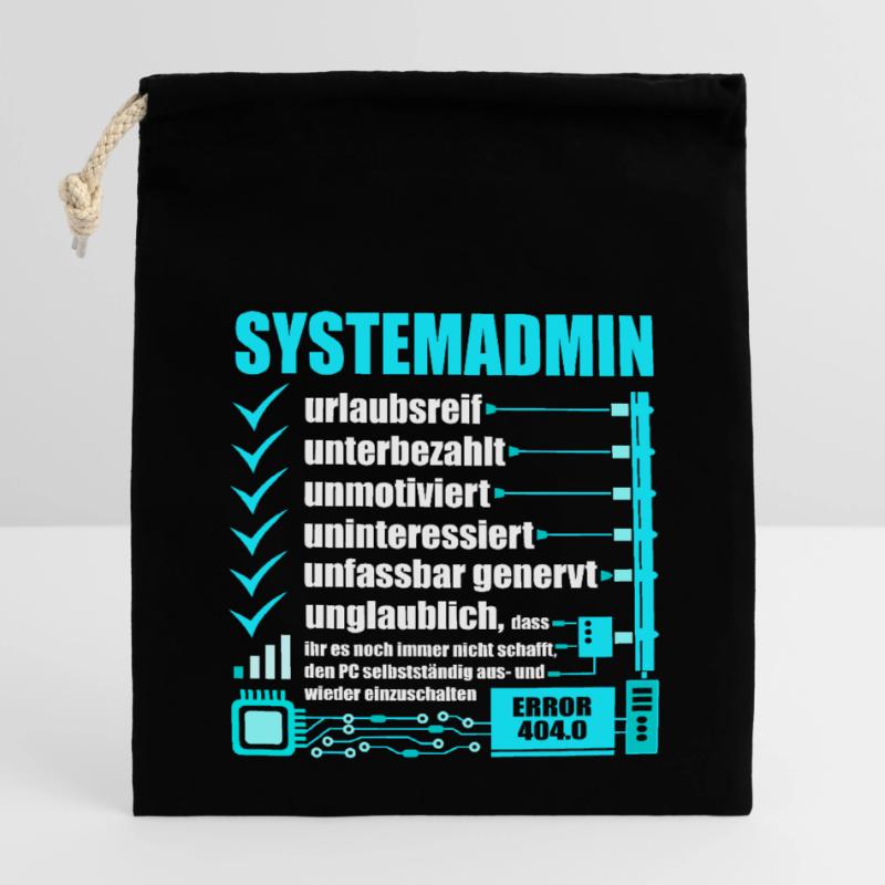 Systemadministrator, IT-Support, Netzwerkadmin, PC Verschließbarer Geschenkbeutel aus Baumwolle (14x20cm)