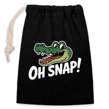 Oh Snap Alligator Cartoon - Closable cotton gift bag (14x20cm) - black - Front