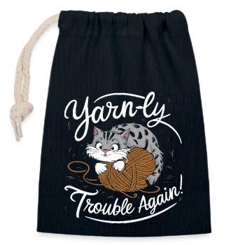 Problème de chat - Sac cadeau en coton avec cordon (14 x 20 cm) - bleu marine - Devant