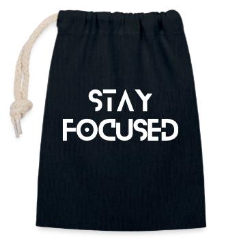 Stay Focused - Closable cotton gift bag (14x20cm) - navy - Front