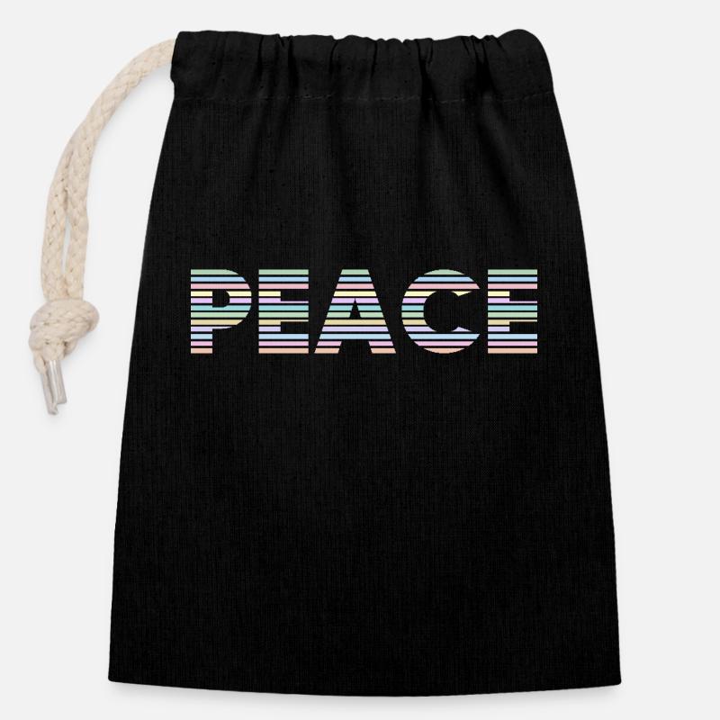 Peace - Closable cotton gift bag (14x20cm) - black